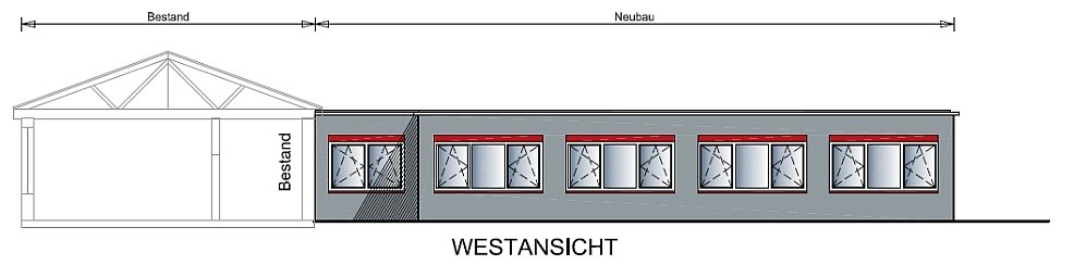 Schulanbau Westansicht