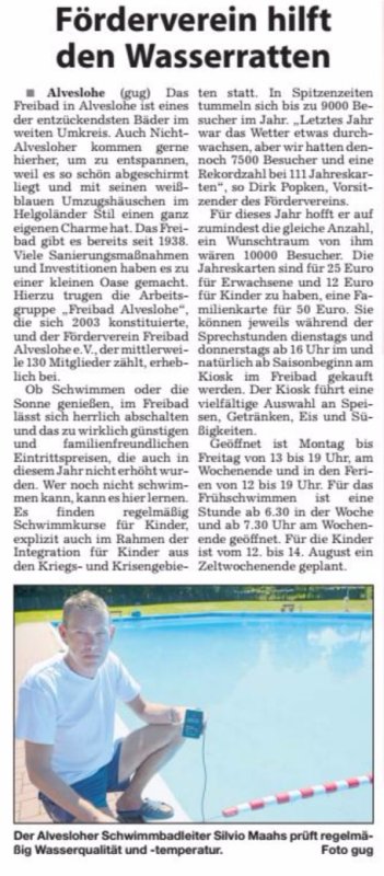 Nordexpress Bericht über das schöne Freibad Alveslohe
