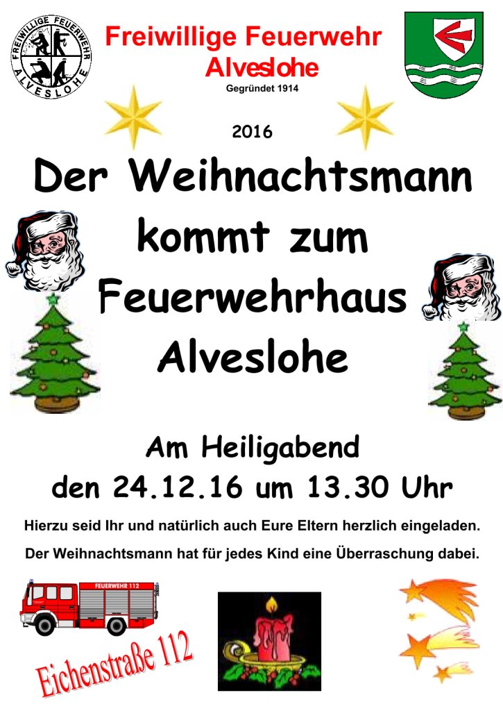 Der Weihnachtsmann kommt zur Fuerwehr