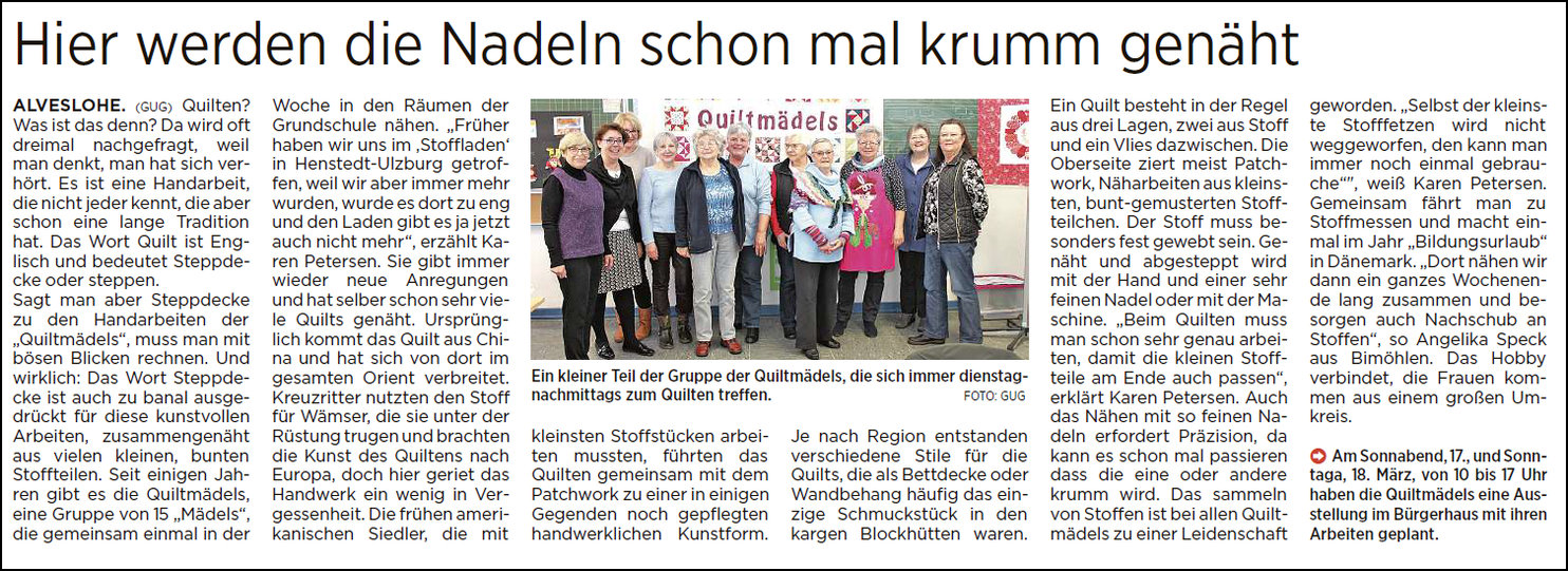 Nordepress 21-2-18 Quilt-Ausstellung für den guten Zweck