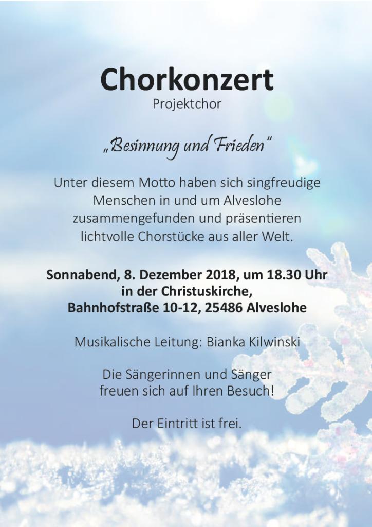 Chorkonzert des Projektchors in Alveslohe unter dem Motto 