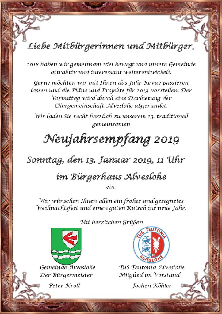 Einladung zum Neujahrsempfang 2019