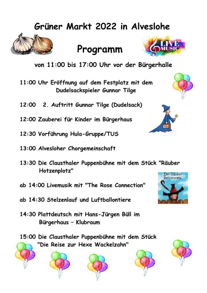 Programm Grünes Marktfest am 11. Sept. 2022