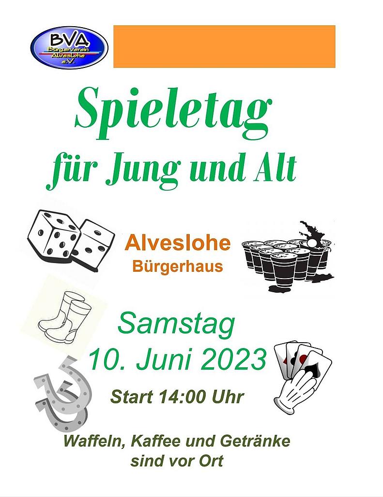 Spieletag für jung und alt am 10. Juni 2023 um 14.00 Uhr im Bürgerhaus